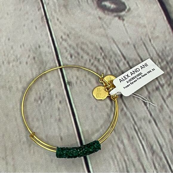 Alex and Ani Froze Spruce Fine Rock Gold Bracelet - Picture 2 of 3